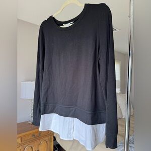 BB Dakota Black Crewneck Layered Hem Sweatshirt, sz L